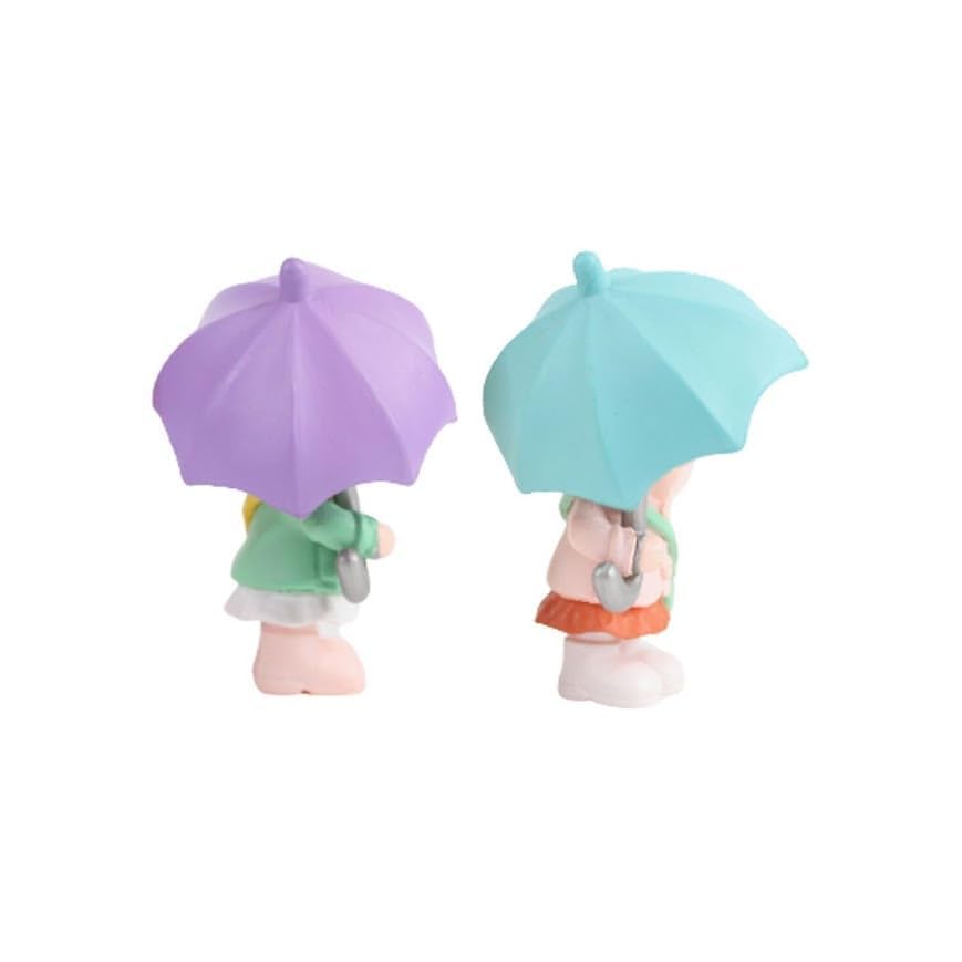Cute Miniature Figurines Set Decorative Couple for Home Garden Decor Garden Miniature Cake Topper, Umbrella Couple