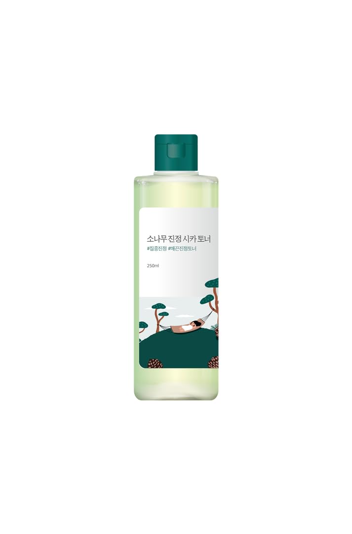 ROUND LAB Pine Calming Cica Toner 250ml, Low-Acidic Hydrating Toner for Face with Pine Cica, BHA + LHA, and Hyaluronic Acid for Soothing, Exfoliating, and Restoring Skin Balance, Korean Skincare