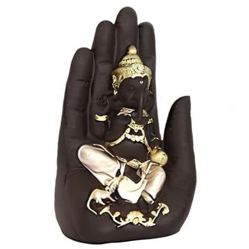 Golden Handcrafted Palm Ganesha Decorative Showpiece