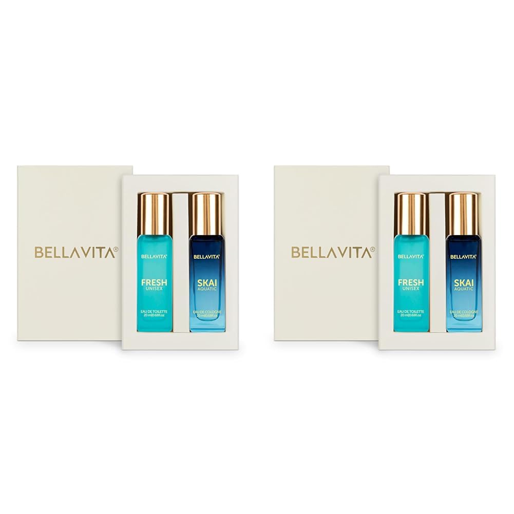 Bellavita skincare product set with two bottles in a white box on a white background