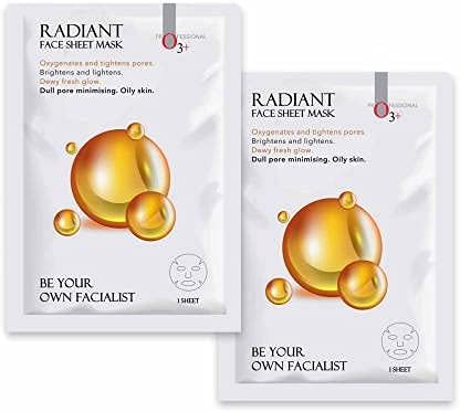 O3+ Facialist Radiant Face Sheet Mask for Oxygenates and tightens pores to reduce uneven skin tone