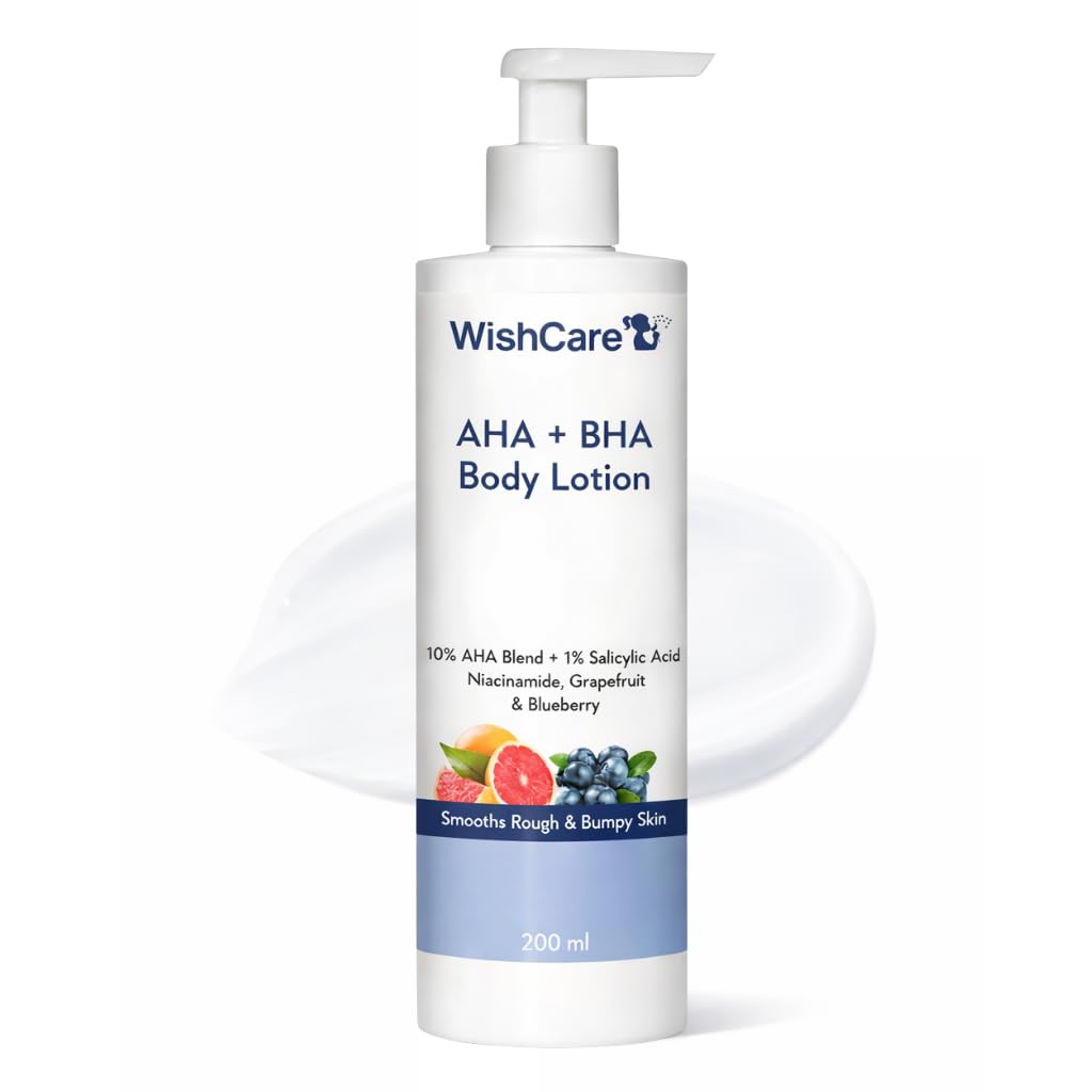 WishCare AHA + BHA Body Lotion bottle on a white background