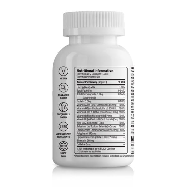 Zephivo Unived Acne Relief | Acne Supplement Formulated to combat Acne from within | Zinc, Niacinamide, Green Tea, & Milk Thistle | 60 Vegan Caps, One Month Supply