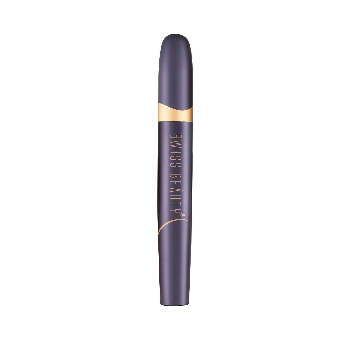 Purple mascara with gold accents on a white background
