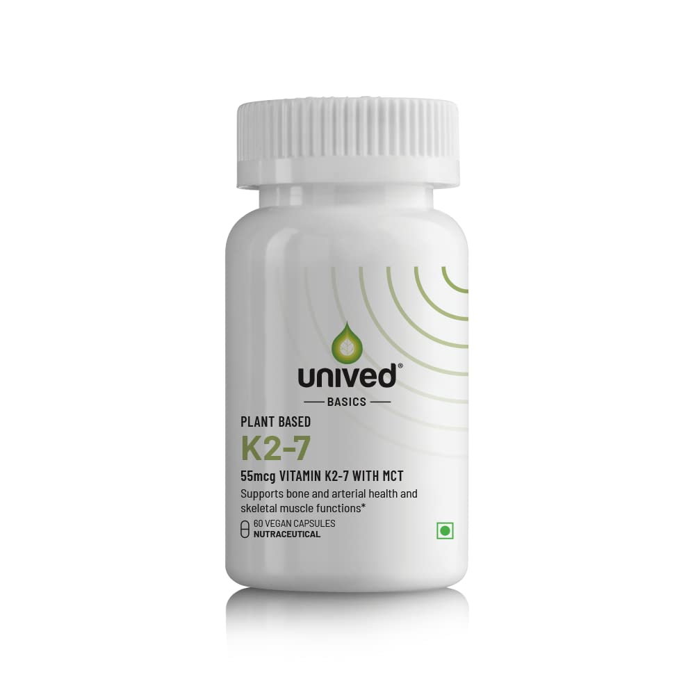 Zephivo Unived Basics K2-7 | Plant-Based K2-7 as Menaquinone-7 (MenaquinGold) | Bone, Arterial, and Skeletal Muscle Health | 60 Vegan Capsules