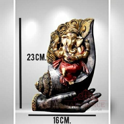 Ganesh Idol Ganesh Statue Sitting On Conch with Hand Best for Home & Office D?cor Size (Shank Ganesha)