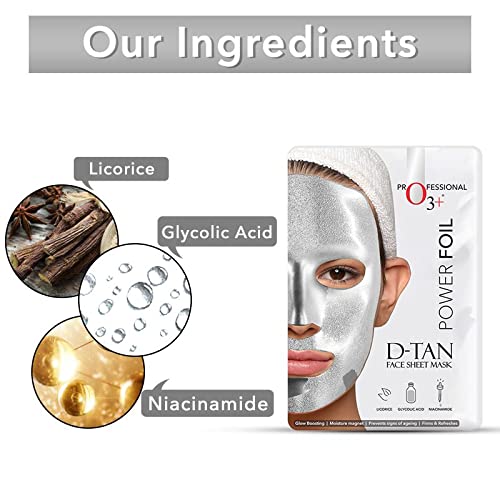 O3+ Power Foil D-Tan Face sheet Mask For Skin Brightening Glowing Tan Removal Oil Control Acne & Fairness Women Men