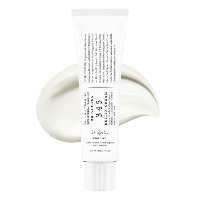 Dr.Altheas 345 Relief Cream, Daily Skin Care Face Moisturizer Korean Intensive Repair & Soothing Acne, Oily, Sensitive Skin Cream with Niacinamide, Panthenol for All Skin Types, 50ml