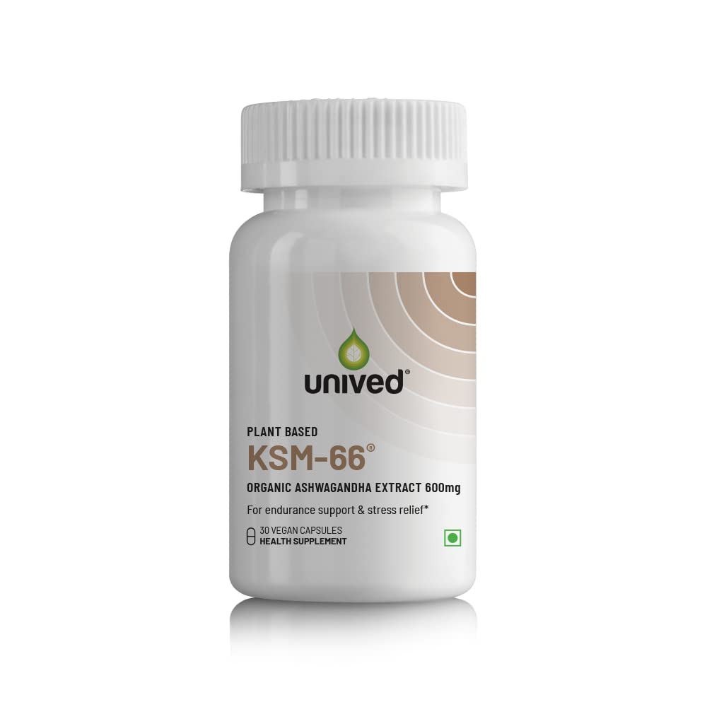 Zephivo Unived KSM-66 Ashwagandha | 600mg Vegan Full Spectrum Root Extract Standardized to 5% Withanolides | for Stress, Anxiety, Endurance, & Strength (30 Vegan Caps)