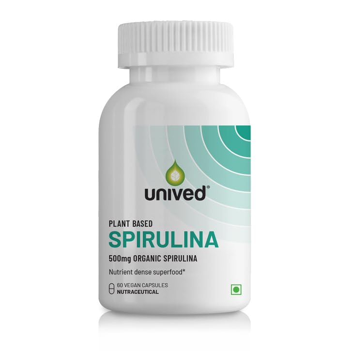 Zephivo Unived Spirulina for Health & Immunity, only Spirulina & nothing else - 60 Vegan Capsules