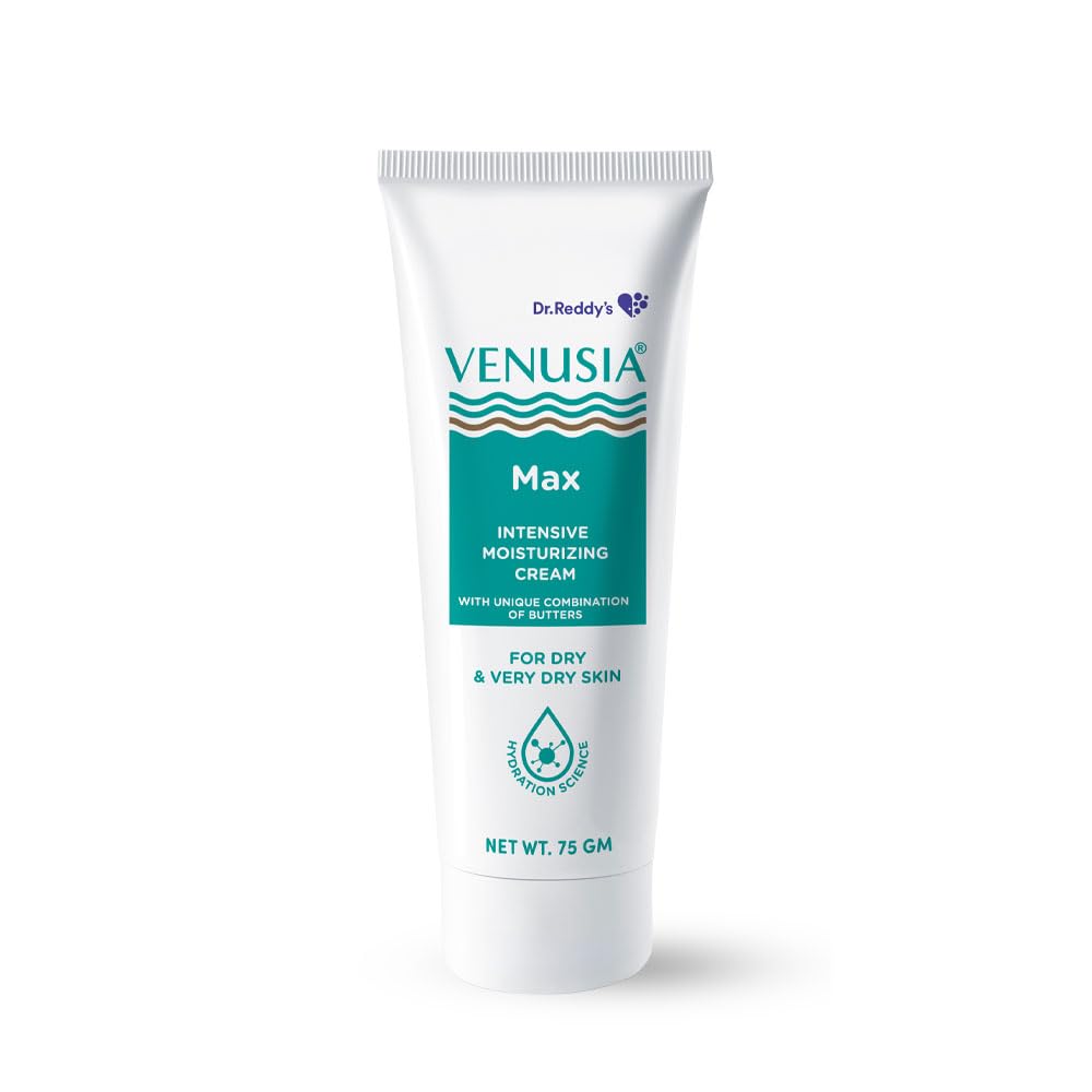 VENUSIA Max Moisturiser For Everyday Use for Dry Skin, Contains Shea Butter, Mango Butter, Aloe Butter & Cocoa Butter. Paraben Free & Non irritant formula, Dermat Recommended, 75g