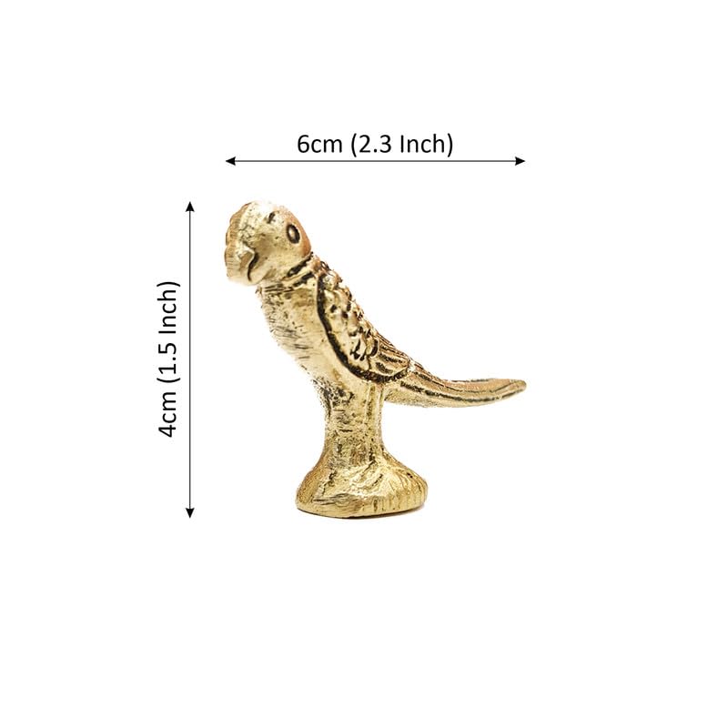 Brass Animal Parrot Sculpture Statue Handcrafted Decorative Showpiece Idol for Home, Office Decor (Size : 4cm | Weight : 42gm Approxe)