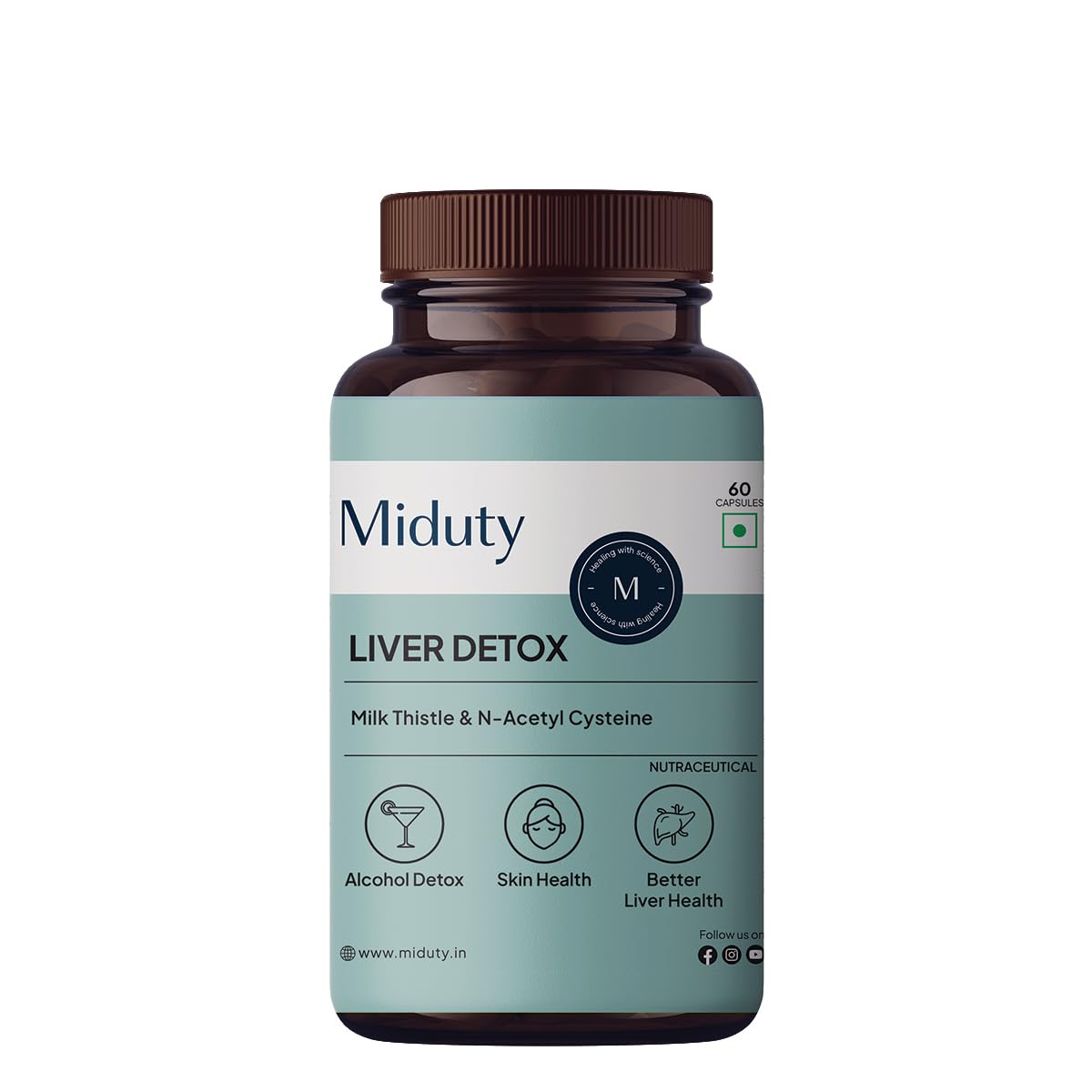 Zephivo Miduty Palak Notes Liver Detox Supplement Milk Thistle Natural Body Detox & Digestive Enzymes- Fit Health Fatty Liver Care - Supports Fatty Liver, Natural Detoxification Formula - 60 Capsules