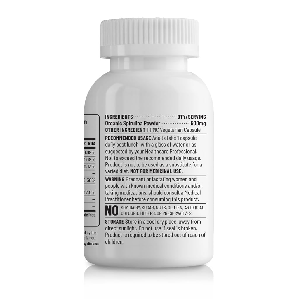Zephivo Unived Spirulina for Health & Immunity, only Spirulina & nothing else - 60 Vegan Capsules