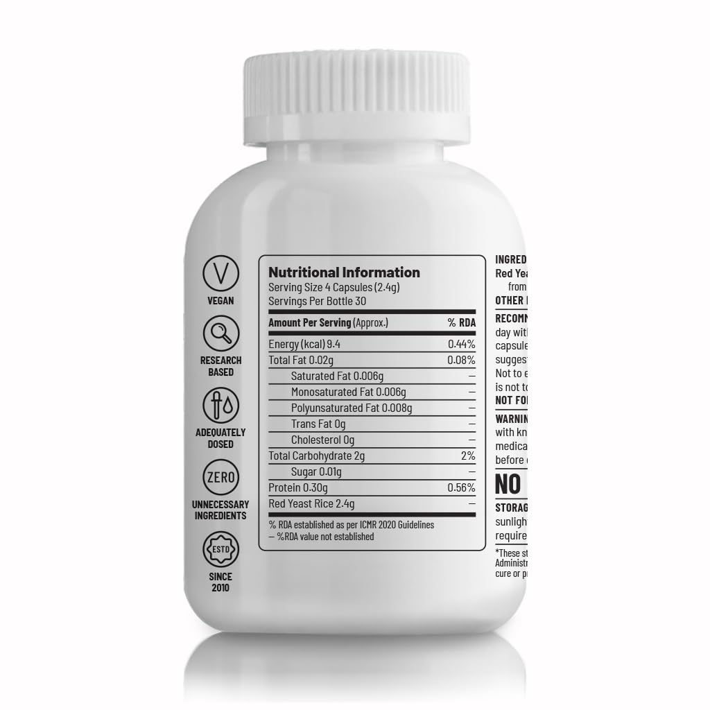 Zephivo Unived Red Yeast Rice, 1200mg Per Serving, For Heart Health & Cholesterol Management, 120 Capsules