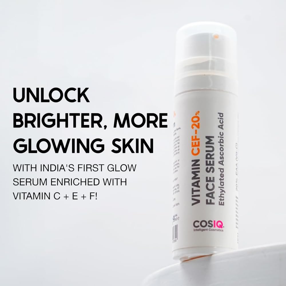 Cos-IQ 20% Vitamin C Serum, 30ml | With Vitamin E & Ferulic Acid | Glowing & Brightening Skin | Anti-Aging Serum for Wrinkles, Fine Lines & Dark Spots | All Skin Types | 30-Days Pack