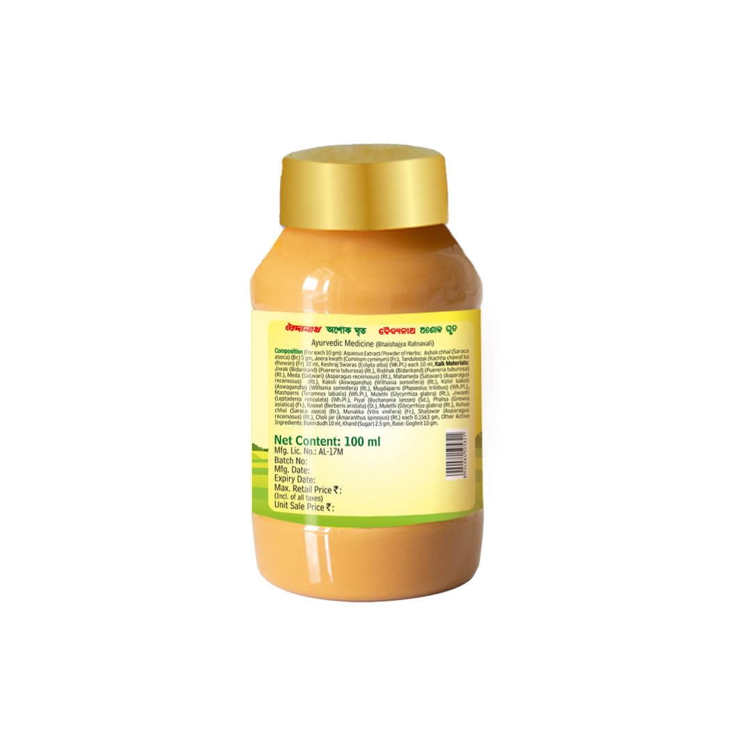 Baidyanath Ashok Ghrita 100 ml | Ayurvedic Wellness For Women | Uterine Support | Anti-Inflammatory & Astringent | Traditional Herbal Remedy