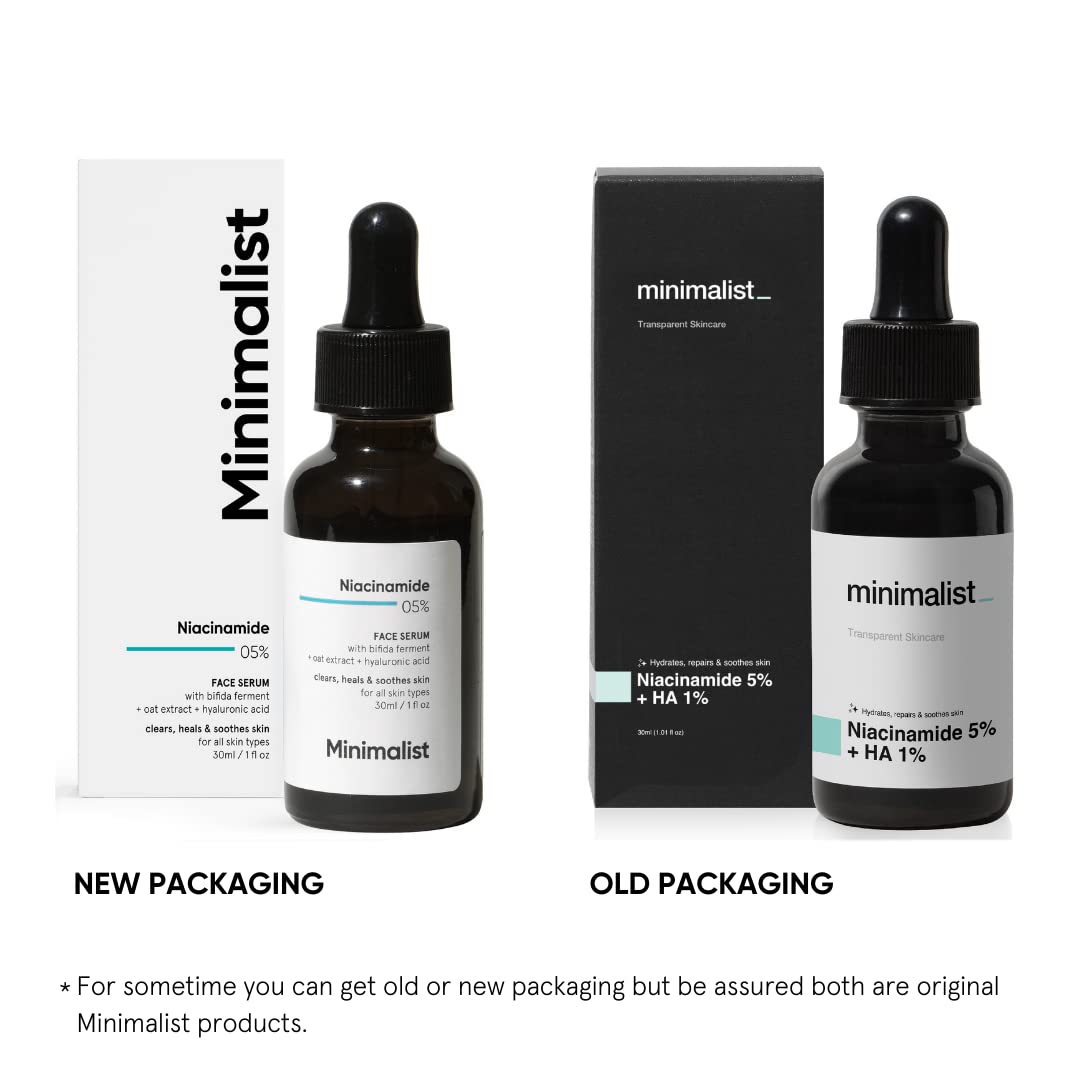 Minimalist Barrier Repair Niacinamide 5% Face Serum for Clear Glowing Skin | Reduces Dullness, Hydrates & Repairs Skin with Vit B3 & Hyaluronic Acid | Day & Night Serum for Dry & Sensitive Skin | For Women & Men | 30 ml