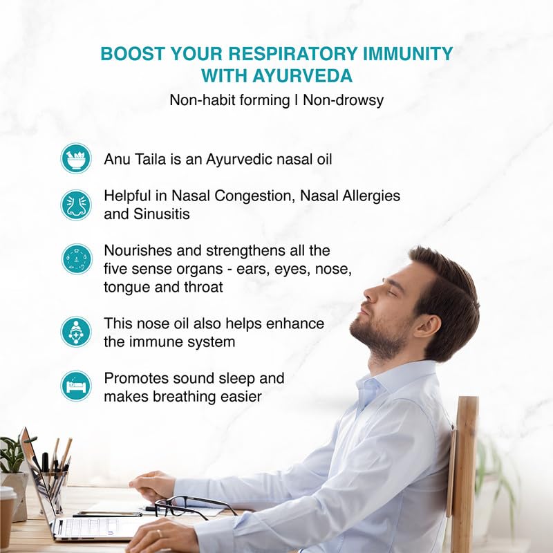 Zephivo Maharishi Ayurveda Anu Taila - Nasal Congestion Relief Oil | Migraine & Sinusitis Treatment | Improve Sensory Perception | Herbal Formula | 10ml