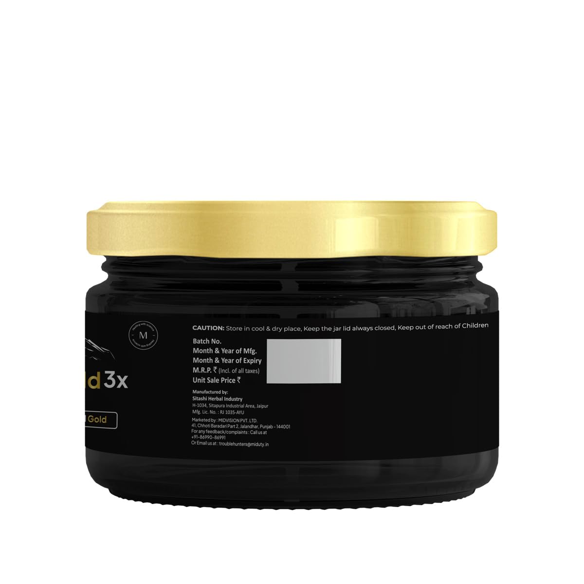 Zephivo Miduty Shilajit Gold 3X - Ashwagandha - Himalayan Shilajit Gold - Original Shilajit Gold Resin - Shilajit for Men - 20g