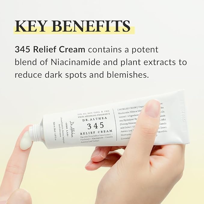 Dr.Altheas 345 Relief Cream, Daily Skin Care Face Moisturizer Korean Intensive Repair & Soothing Acne, Oily, Sensitive Skin Cream with Niacinamide, Panthenol for All Skin Types, 50ml