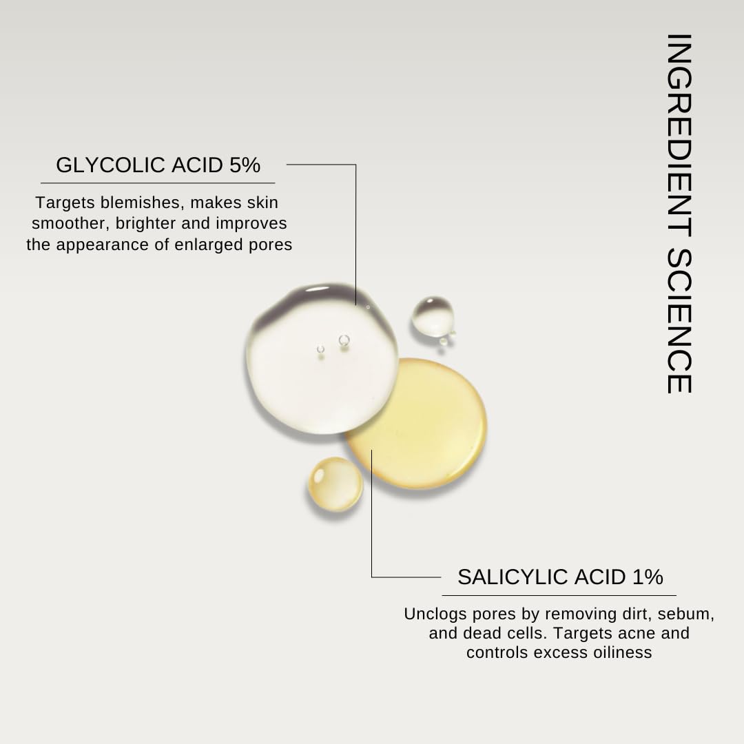 The Formularx 6% Aha Bha Exfoliator(5% Glycolic & 1% Salicylic Acid)Exfoliating Serum For Whiteheads,Enlarged Pores,Dark Spots|Brightens & Smoothens Texture|For Oily,Combo,Acne Prone Skin 100 Ml