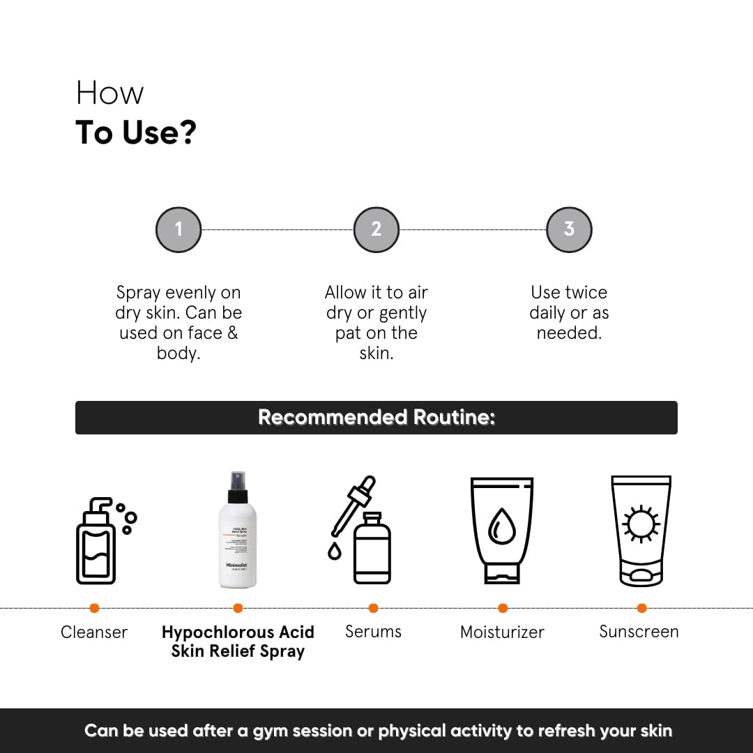 Minimalist Anti-Acne HOCL Face & Body Spray For Skin Relief | Soothing & Repairing Toner for Skin Barrier Support | Quick Relief from Acne Flare, Eczema & Redness with Hypochlorous Acid | Refreshing & Odor-Control | 220 ml