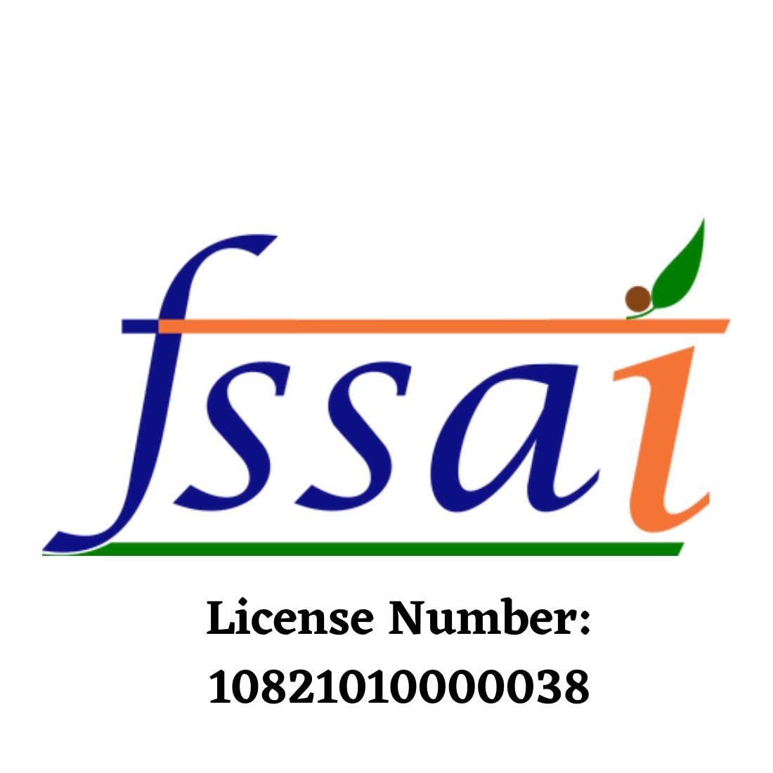 FSSAI logo with a license number on a white background