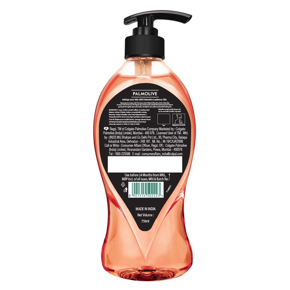 Palmolive Luminous Oil Rejuvenating Body Wash,750ml Pump Bottle, 100% Natural Fig Oil & White Orchid Extracts For Soft & Radiant Skin, PH Balanced Bodywash, Free Of Parabens And Silicones