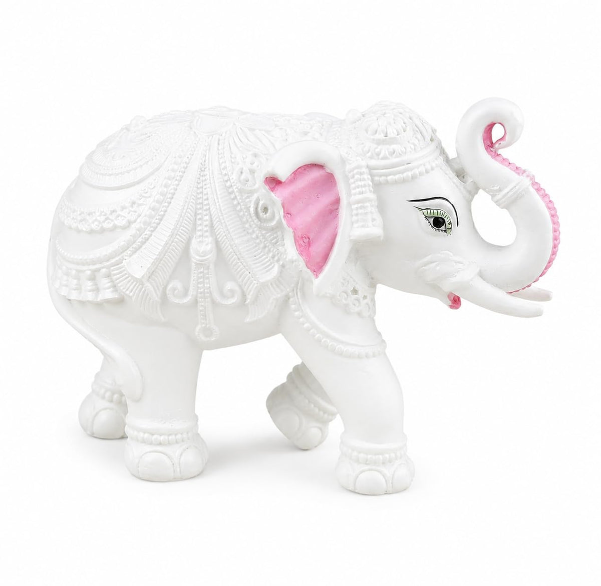 White Elephant Showpiece Resin Aesthetic Statue Decorative Item for Home, Elephant Decor for Home Vastu, Shelf, Study Room, Work Table (3inch)