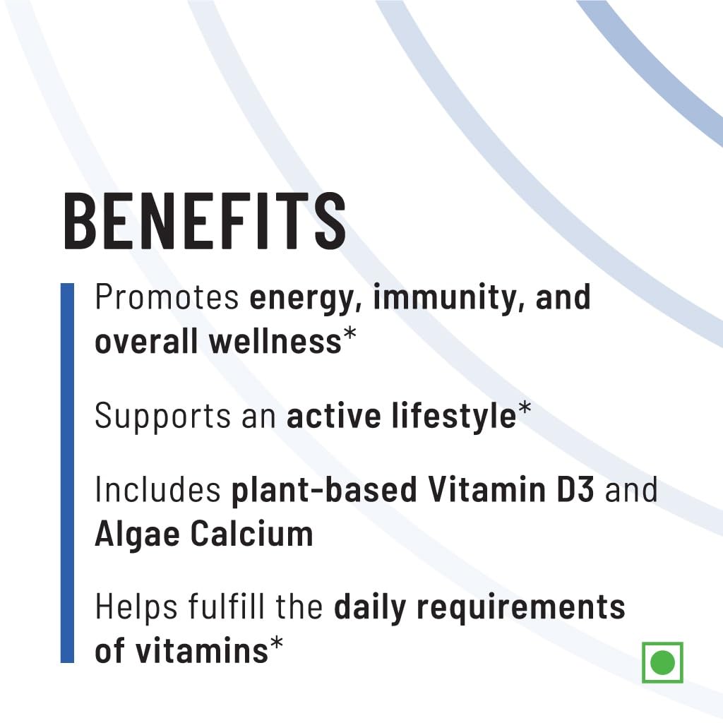 Zephivo Unived Basics Multivitamin & Minerals Capsule for Men | 100% RDA of all Vitamins with Algae Calcium & Plant-Based Vitamin D3 plus Important Minerals | Complete formulation for Health & Wellbeing