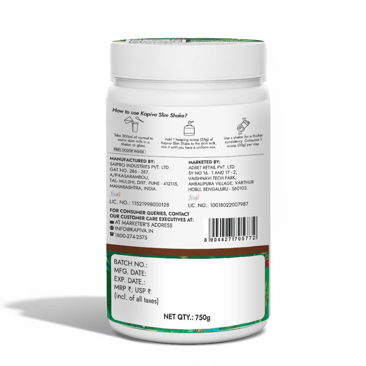 Kapiva Chocolate Slim Shake - Meal Replacement Drink Powered With 7 Ayurvedic Herbs For Healthy Weight Control & Management