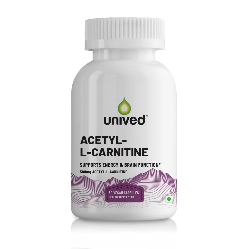 Zephivo Unived Acetyl L-Carnitine 500mg | Supercharges Brain Function, Fat Loss, & Reaction Time. | Single Ingredient, Flavorless & Caffeine Free | 60 Vegan Capsules