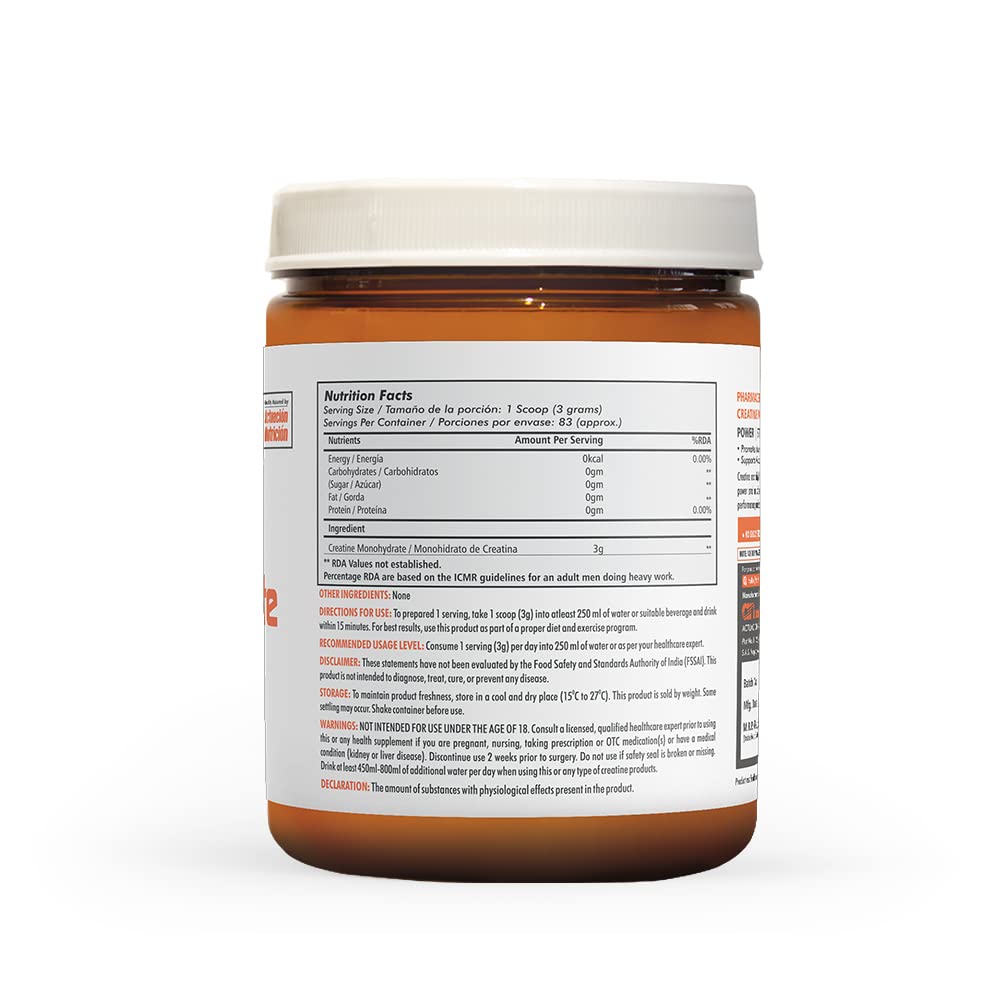 Klr.Fit's Creatine Monohydrate Powder 250g - Creatine Supplement for Muscle Growth, Increased Strength, Enhanced Energy Output and Improved Athletic Performance 83 Servings, Unflavored