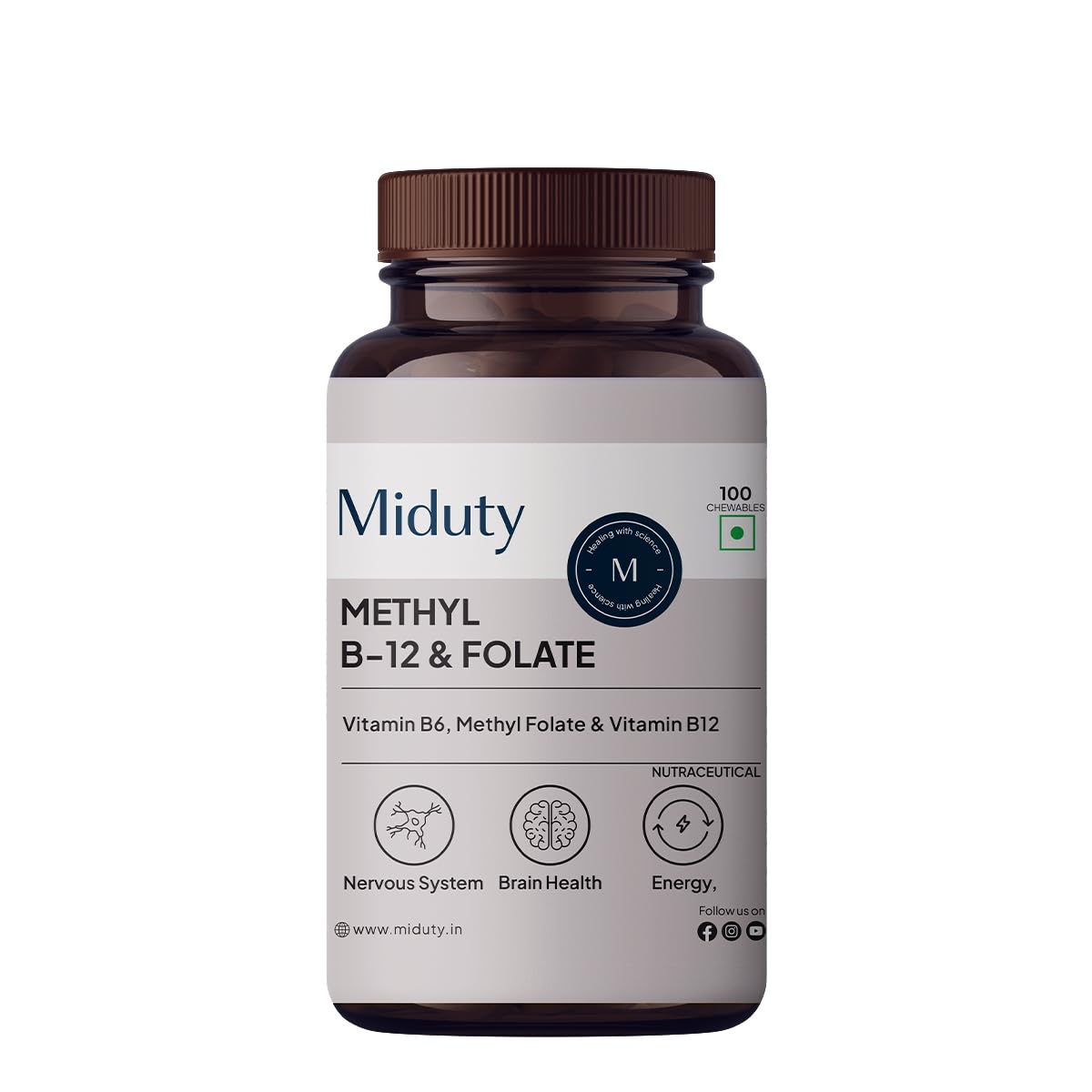 Zephivo Miduty Palak Notes Vitamin B12 Supplement with Methylcobalamin - Folate - Vitamins B6 - Chewable Tablets - 60 Chewables - Vitamin B 12 - Vitamin Tablets for Optimal Health Men & Women