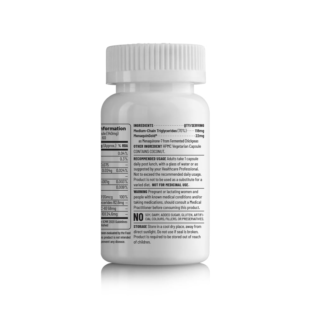 Zephivo Unived Basics K2-7 | Plant-Based K2-7 as Menaquinone-7 (MenaquinGold) | Bone, Arterial, and Skeletal Muscle Health | 60 Vegan Capsules