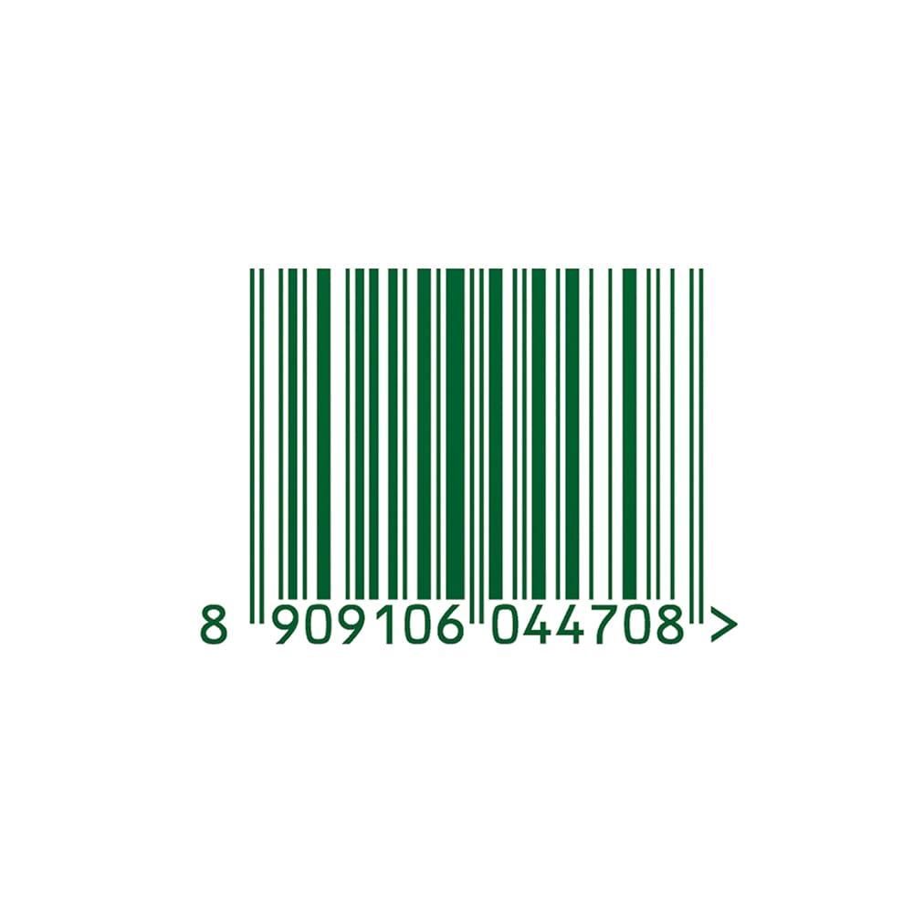 Green barcode with a sequence of numbers on a white background