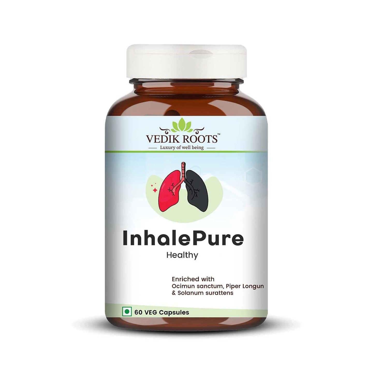 InhalePure Supports Healthy Respiratory System |Helps in Nasal Decongestion | Helps Fight Throat Infections | Helps Relieve Respiratory Disorders | 60 Veg Capsules (Pack of 1)