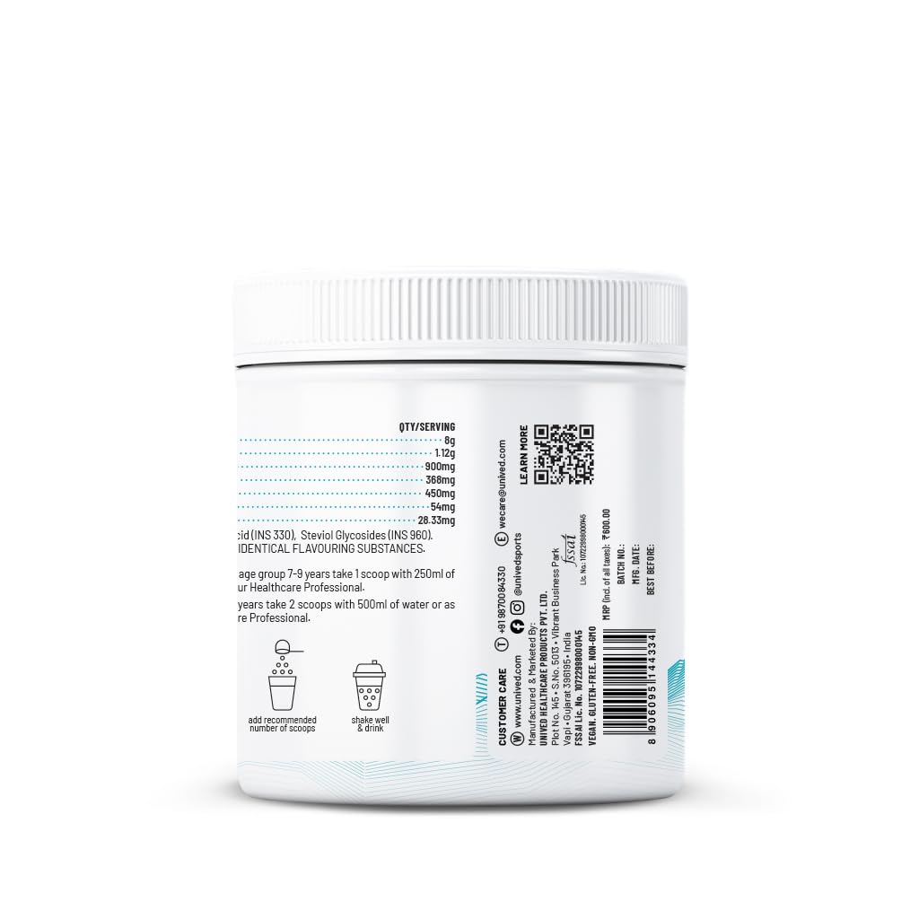 Zephivo Unived Junior’s Hydration Mix | For Young Athletes | For Energy and to Replenish Lost Electrolytes & to Rehydrate | Essential Electrolytes with Vitamin C & Zinc | Ages 7-18 (Unflavoured)