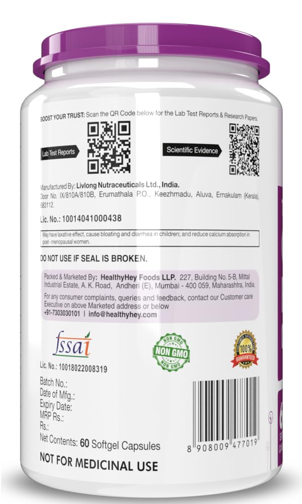 Zephivo HealthyHey Nutrition Fish Oil Omega 3 For Women and Men | Triple Strength Fish Oil | Burpless, EPA 600 - DHA 400 Supplement , 60 Softgel