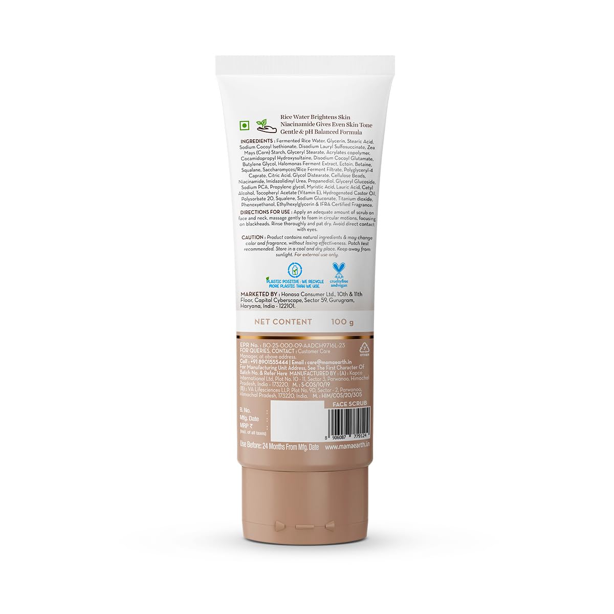 Mamaearth Rice Dewy Bright Foam Scrub with Rice Water & Niacinamide for Glass Skin Glow- 100 g 100 % Soap Free Foam Scrub | Enriched with Rice Water and Niacinamide | Gently Exfoliates to Give Glass Skin Glow | Made Safe Approved