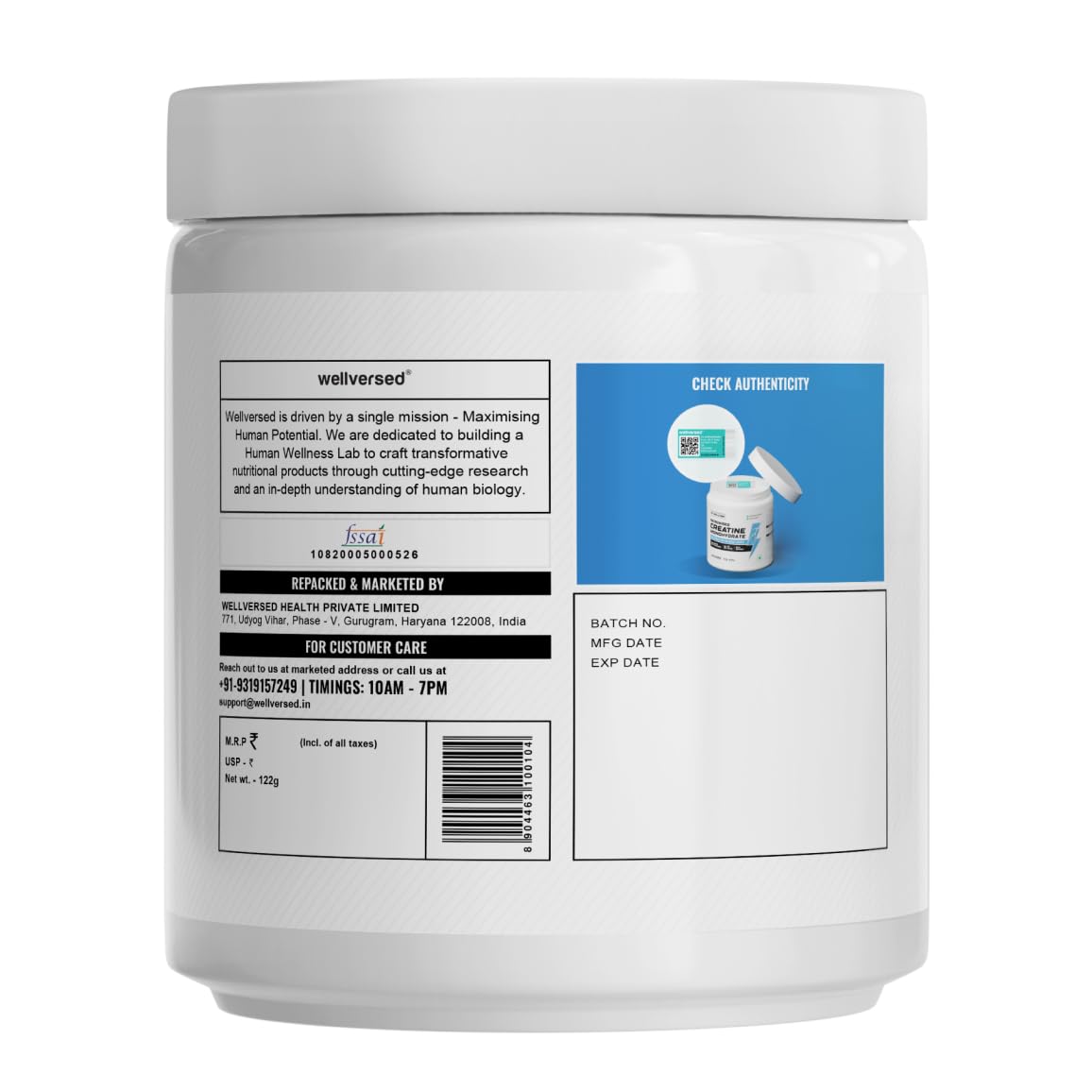 Wellcore - Pure Micronised Creatine Monohydrate | Fruit Fusion (122g, 33 Servings), Rapid Absorption, Enhanced Muscle Strength & Power, Fast Recovery, Increased Muscle Mass