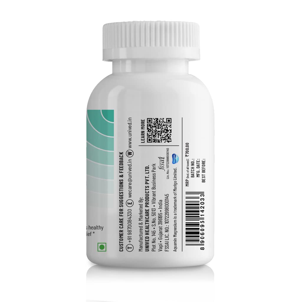 Zephivo Unived Marine Magnesium, Natural Aquamin Magnesium from Sea Water, Supports Enzyme Function & Energy Production, 60 Vegan Capsules