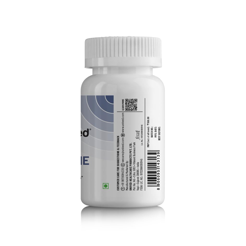 Zephivo Unived Natural Caffeine Capsules 200mg, for Energy & Alertness, 60 Vegan Capsules