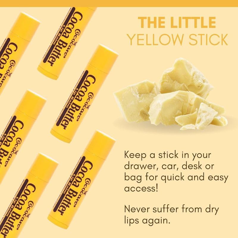 Cococare Cocoa Butter Lip Balm - The Little Yellow Stick Enriched with Natural Cocoa Butter - Conditions & Protects Lips with Hydrating Formula - 0.15oz