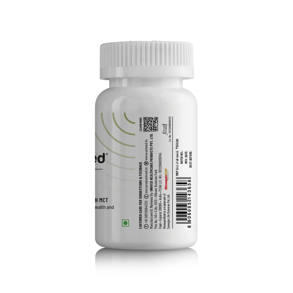 Zephivo Unived Basics K2-7 | Plant-Based K2-7 as Menaquinone-7 (MenaquinGold) | Bone, Arterial, and Skeletal Muscle Health | 60 Vegan Capsules