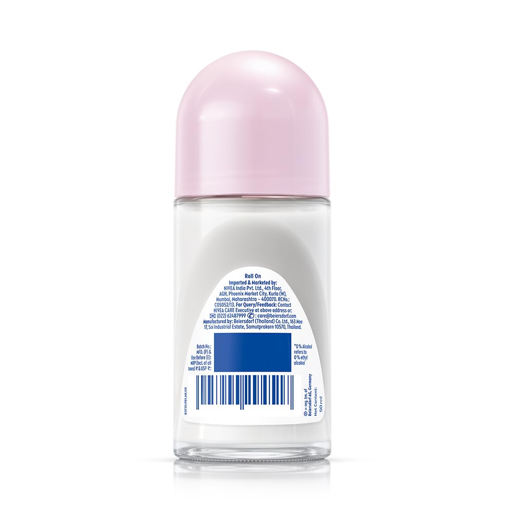 NIVEA Pearl and Beauty 50ml Deo Underarm Roll On | With Pearl Extracts & Avocado Oil | 72 H Long Lasting Floral Scent | 0% Alcohol and Dermat Approved | For Women