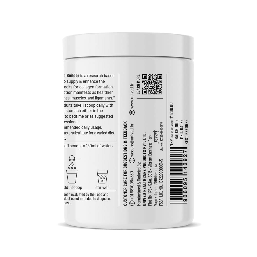 Zephivo Unived Vegan Collagen Builder,Research Based Formulation For Collagen Synthesis, Hydration, & Protection,For Men & Women, Skin, Hair, Bones, & Tissue, Strength & Health (Mango, 45 Servings) - Powder