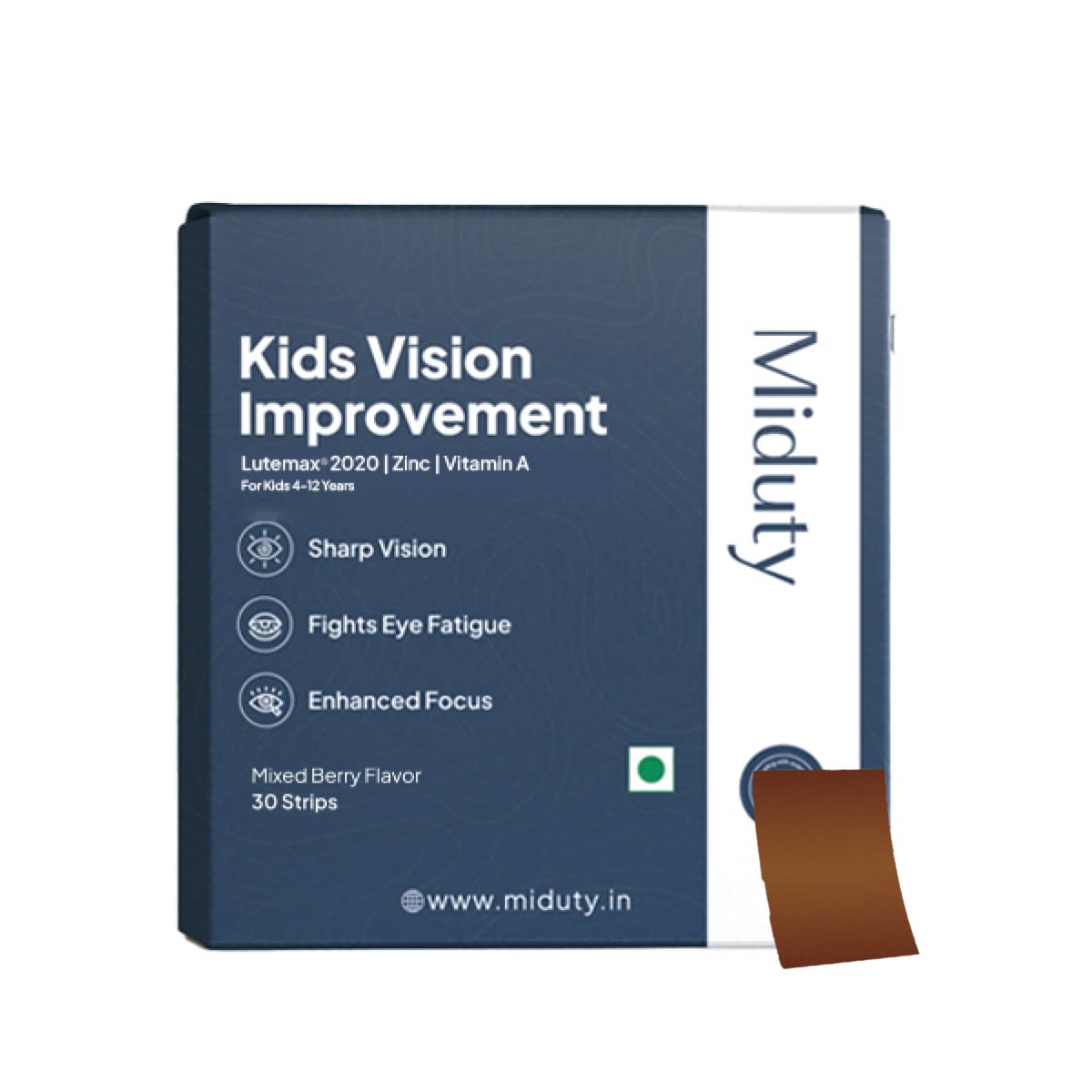Zephivo Miduty Kids Vision Improvement Strips- Lutemax 2020- Lutein- Zeaxanthin-Astaxanthin- Beta Carotene- Eye Care- Improve Eyesight- Reduce Eye strain - Support Clear Vision- 30 strips