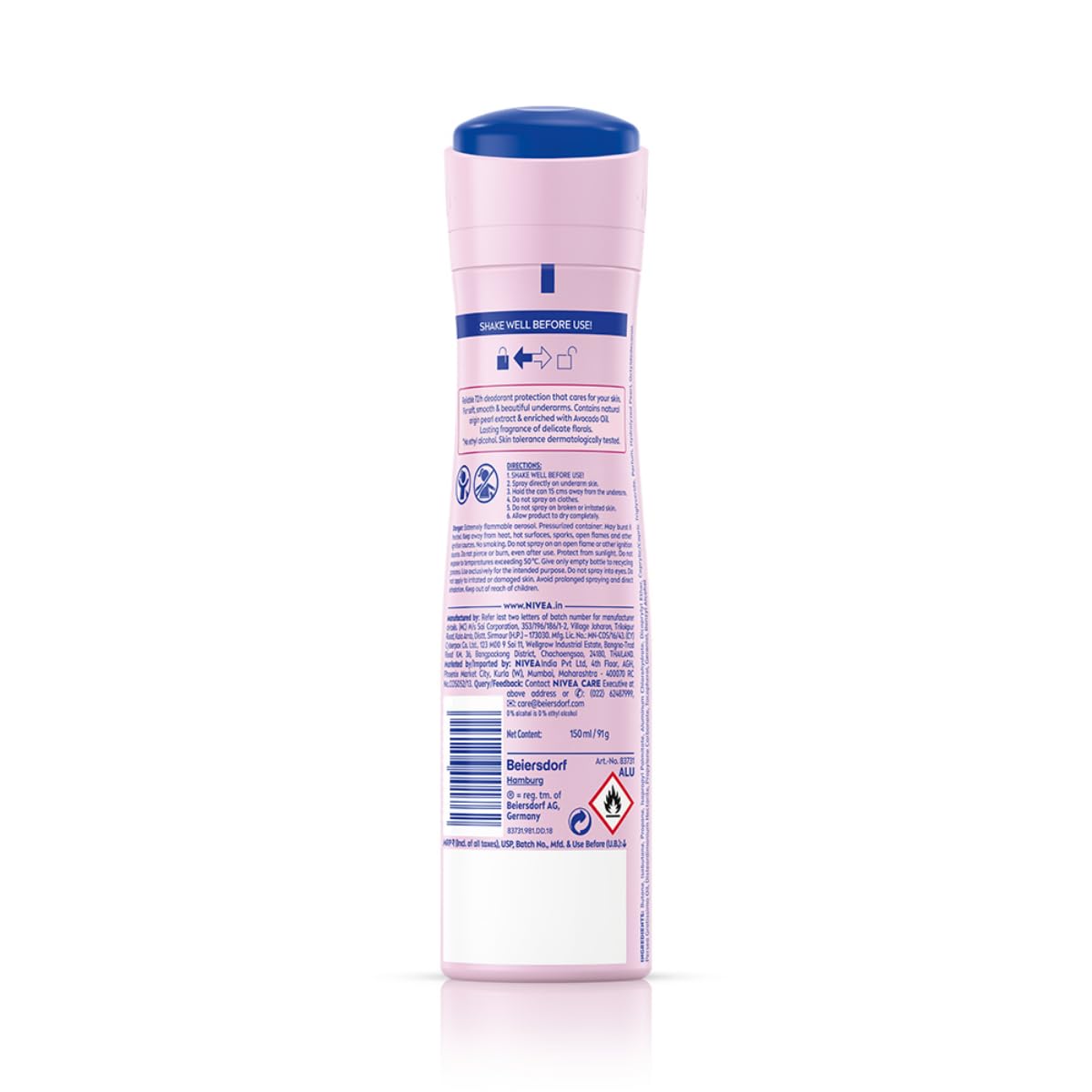 NIVEA Pearl & Beauty Deodorant Spray for Women, 72H Odour & Sweat Protection Underarm Deo, Smooth & Even Underarms, All Day Freshness, Body Odour Protection, Daily Use Body Spray & Deodorant, 150 ml